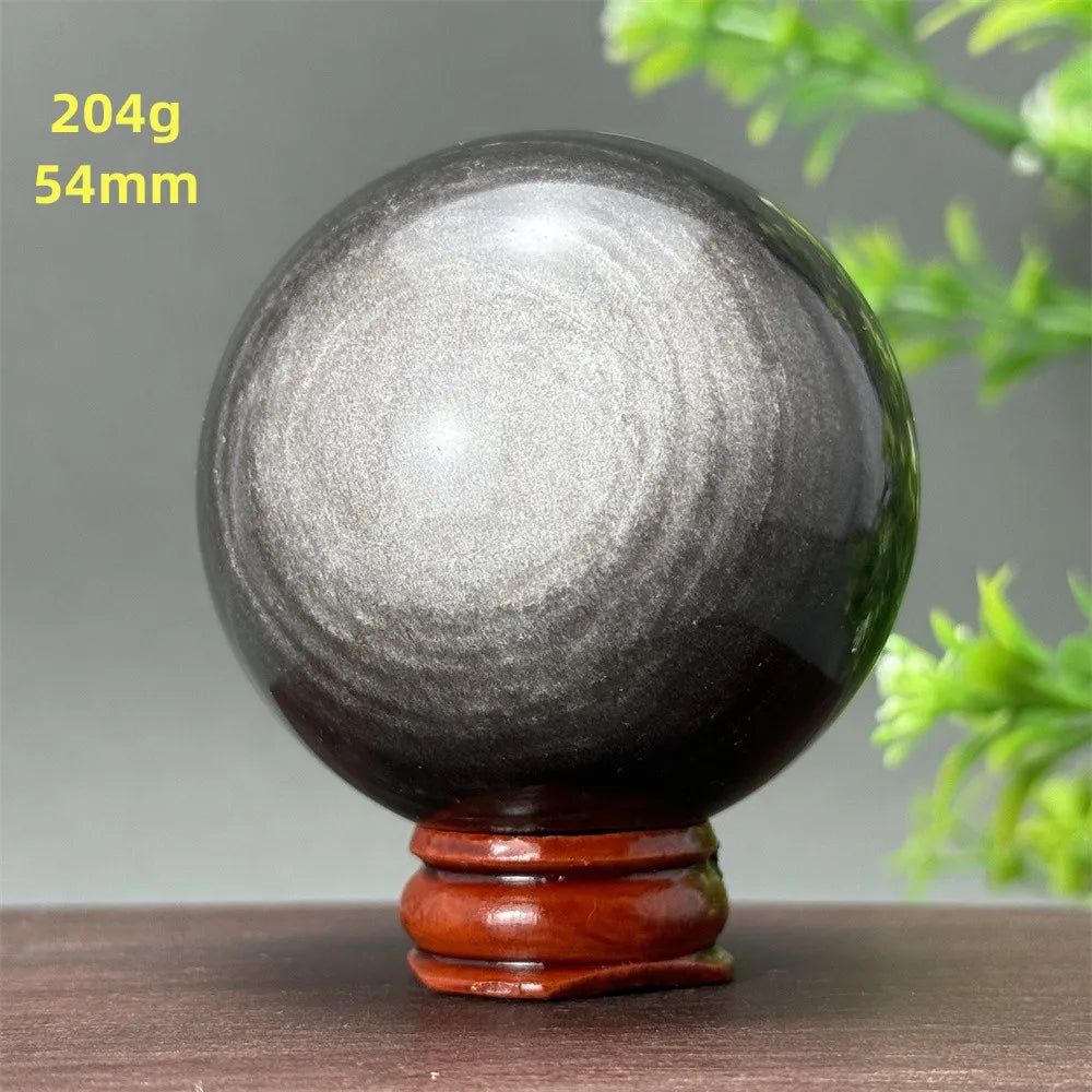 Silver Obsidian Crystal Ball My Store
