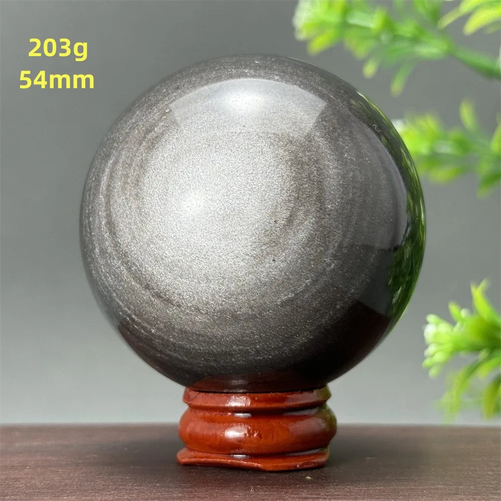 Silver Obsidian Crystal Ball My Store