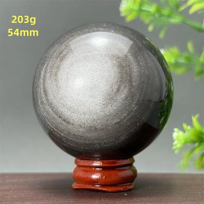 Silver Obsidian Crystal Ball My Store