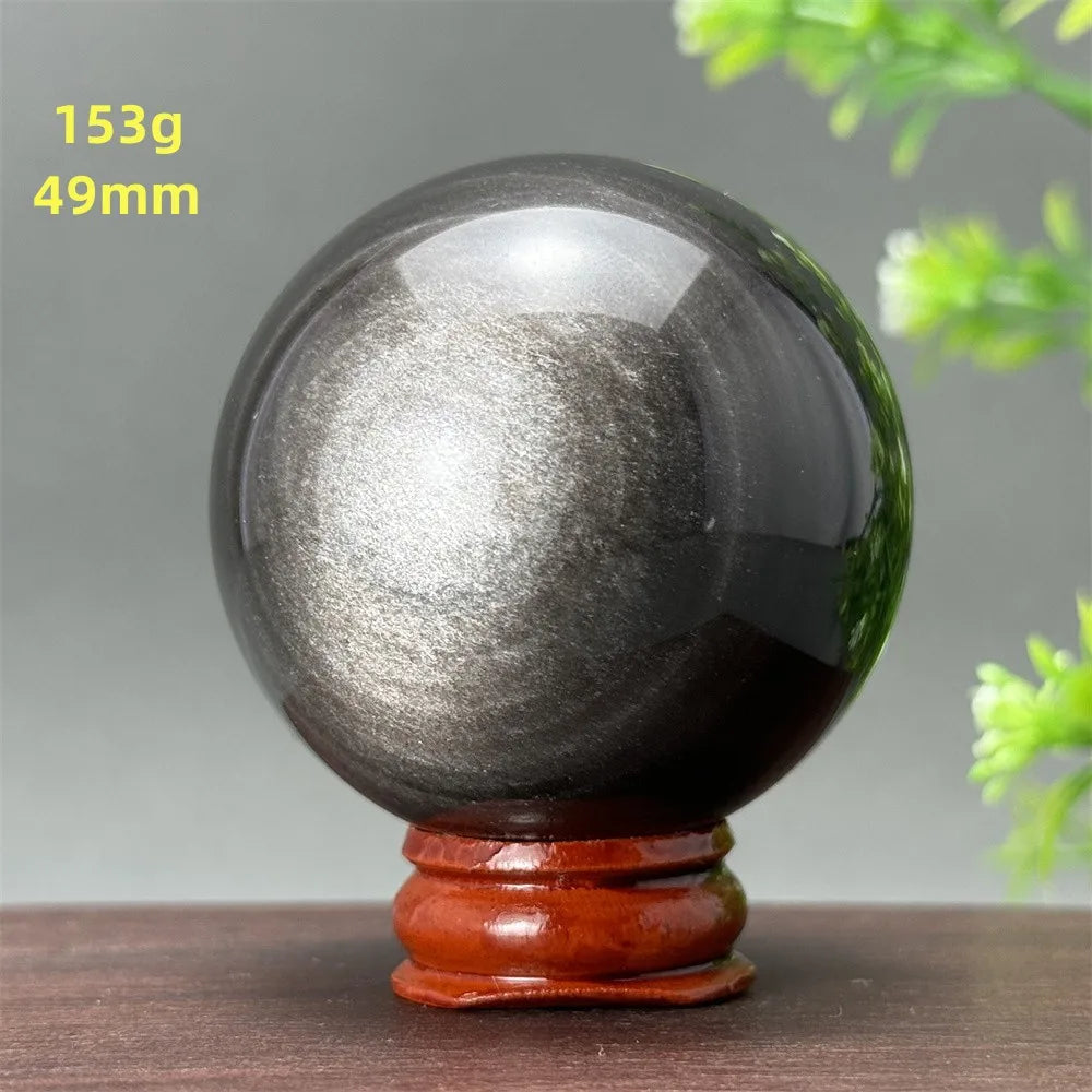Silver Obsidian Crystal Ball My Store