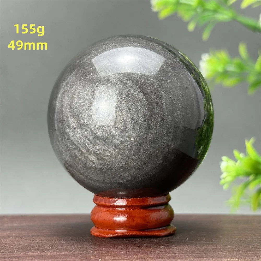 Silver Obsidian Crystal Ball My Store