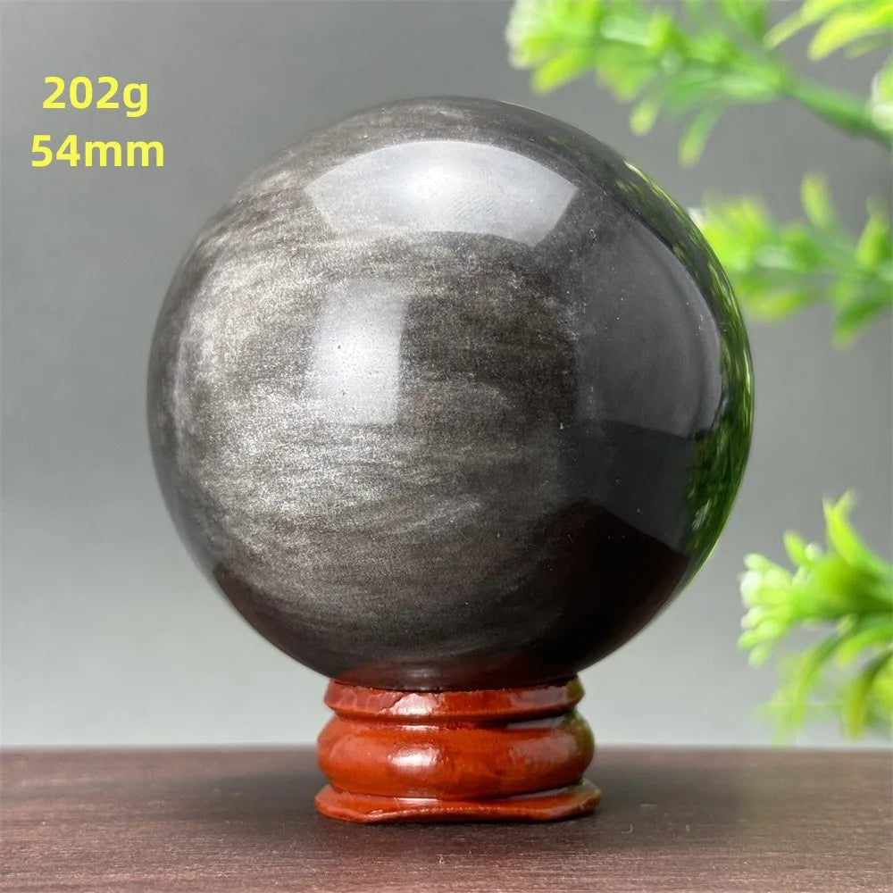 Silver Obsidian Crystal Ball My Store