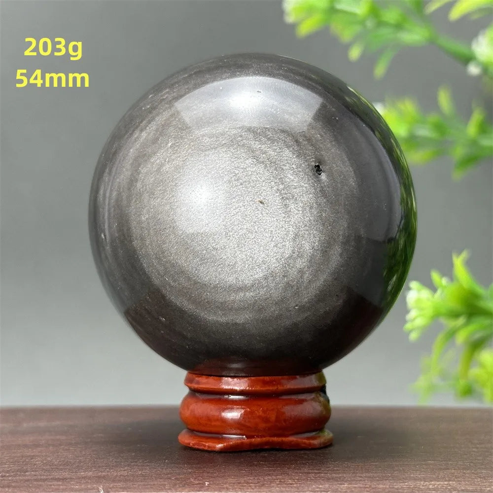Silver Obsidian Crystal Ball My Store