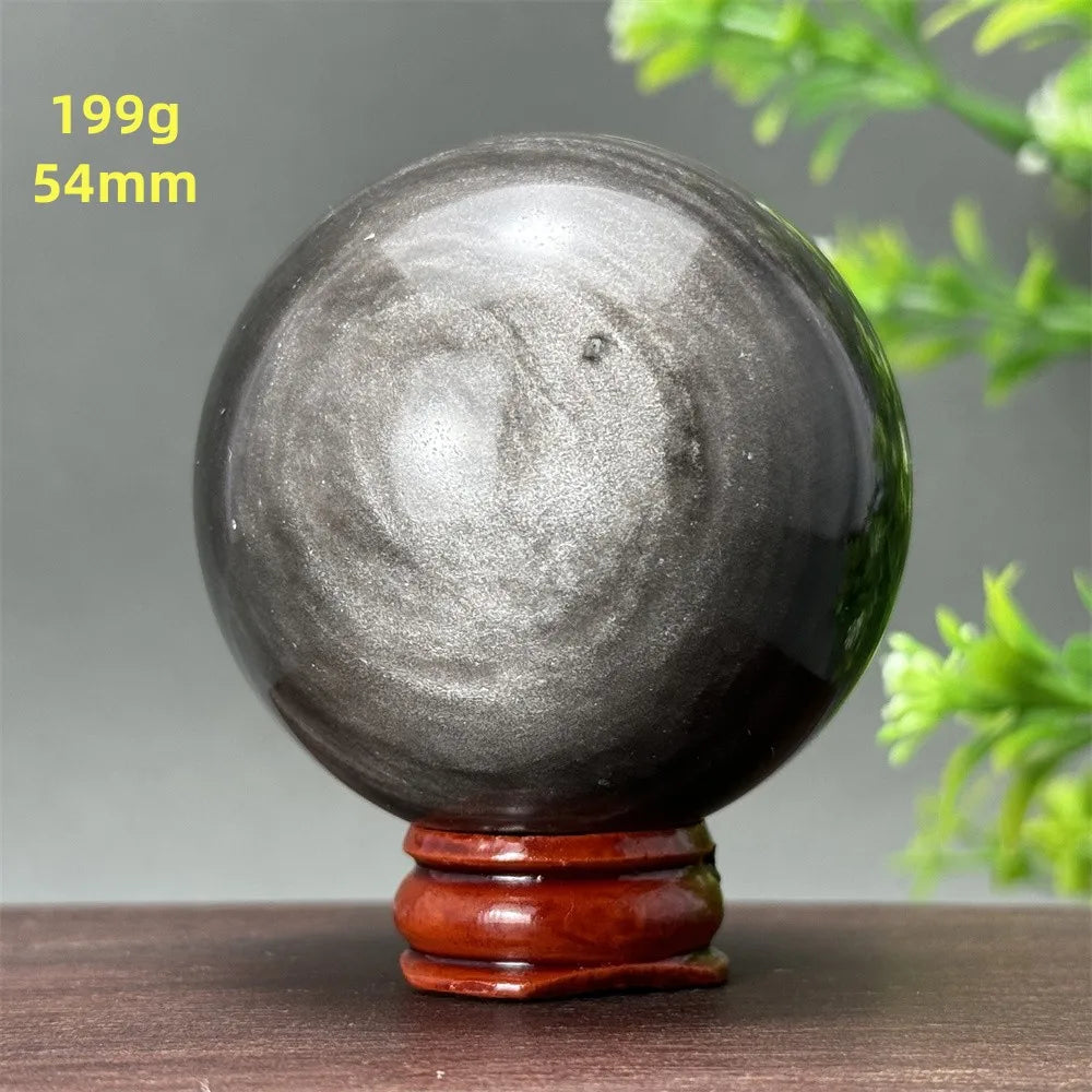 Silver Obsidian Crystal Ball My Store