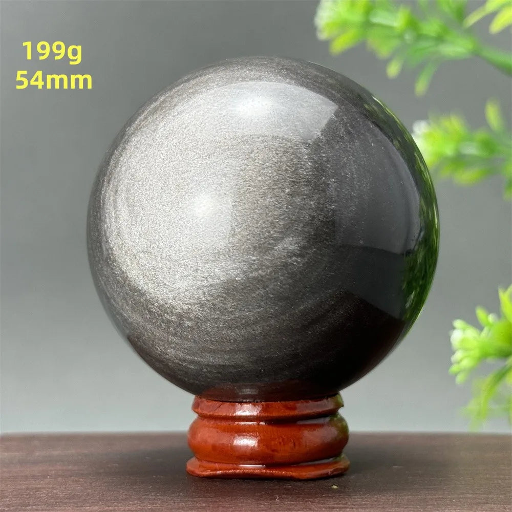 Silver Obsidian Crystal Ball My Store