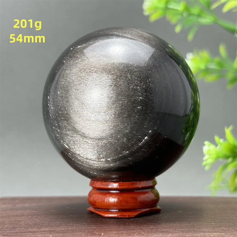 Silver Obsidian Crystal Ball My Store