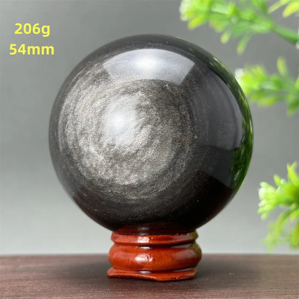 Silver Obsidian Crystal Ball My Store