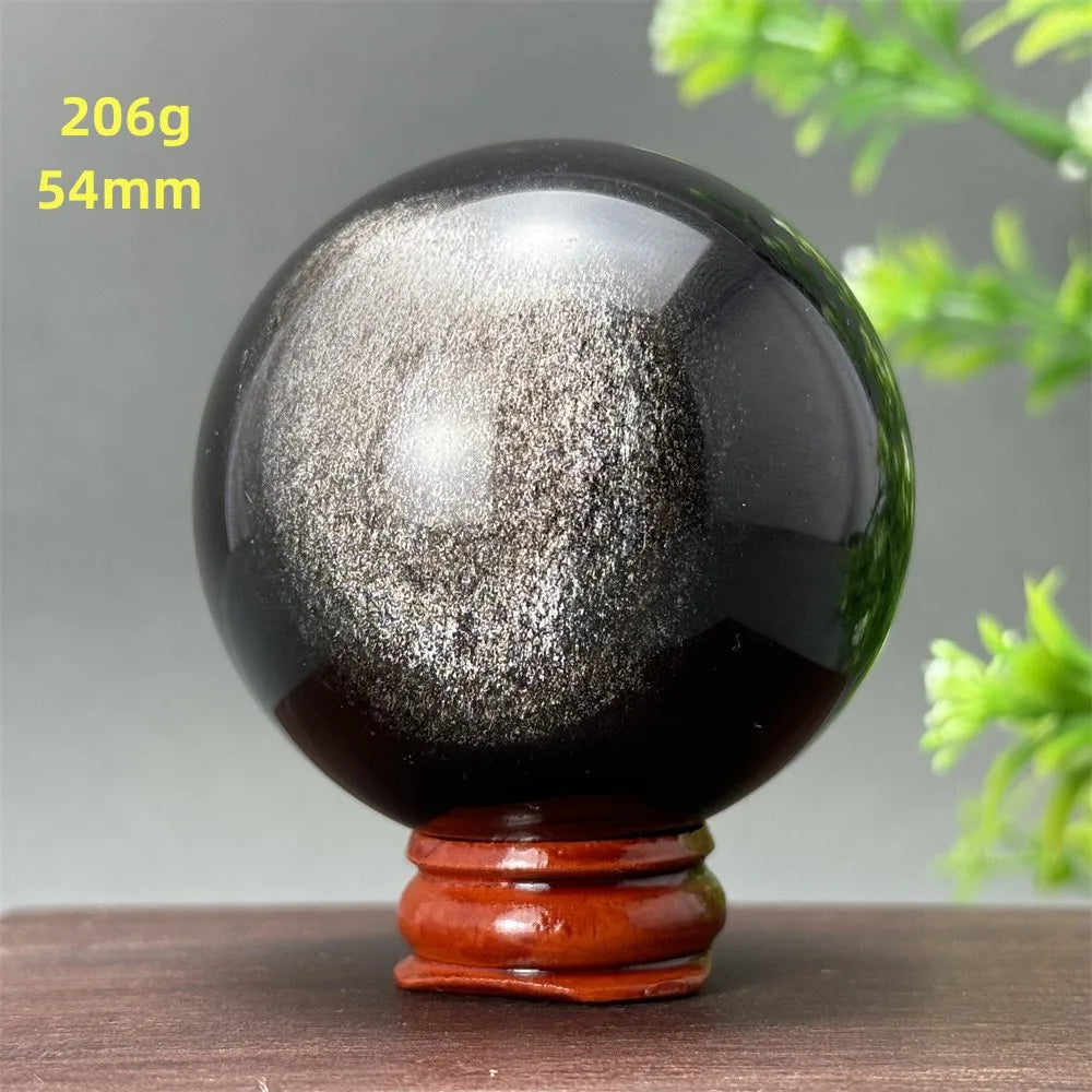 Silver Obsidian Crystal Ball My Store