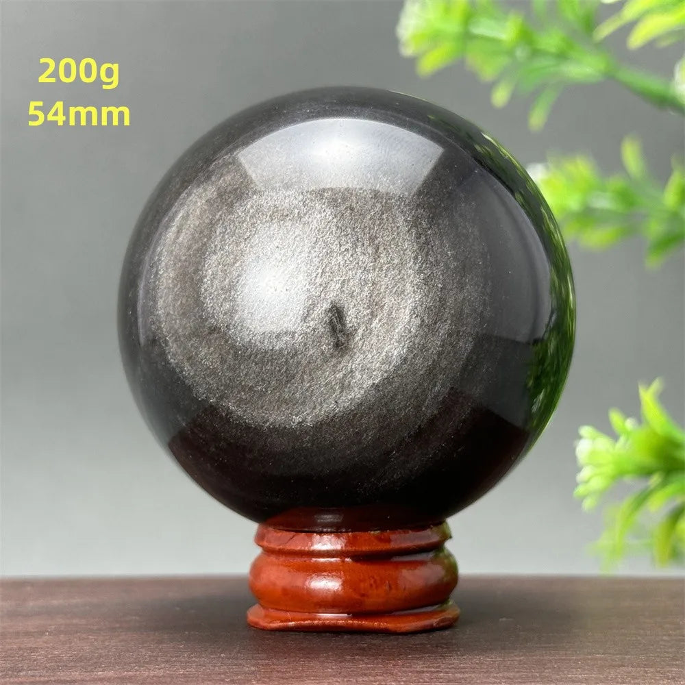 Silver Obsidian Crystal Ball My Store