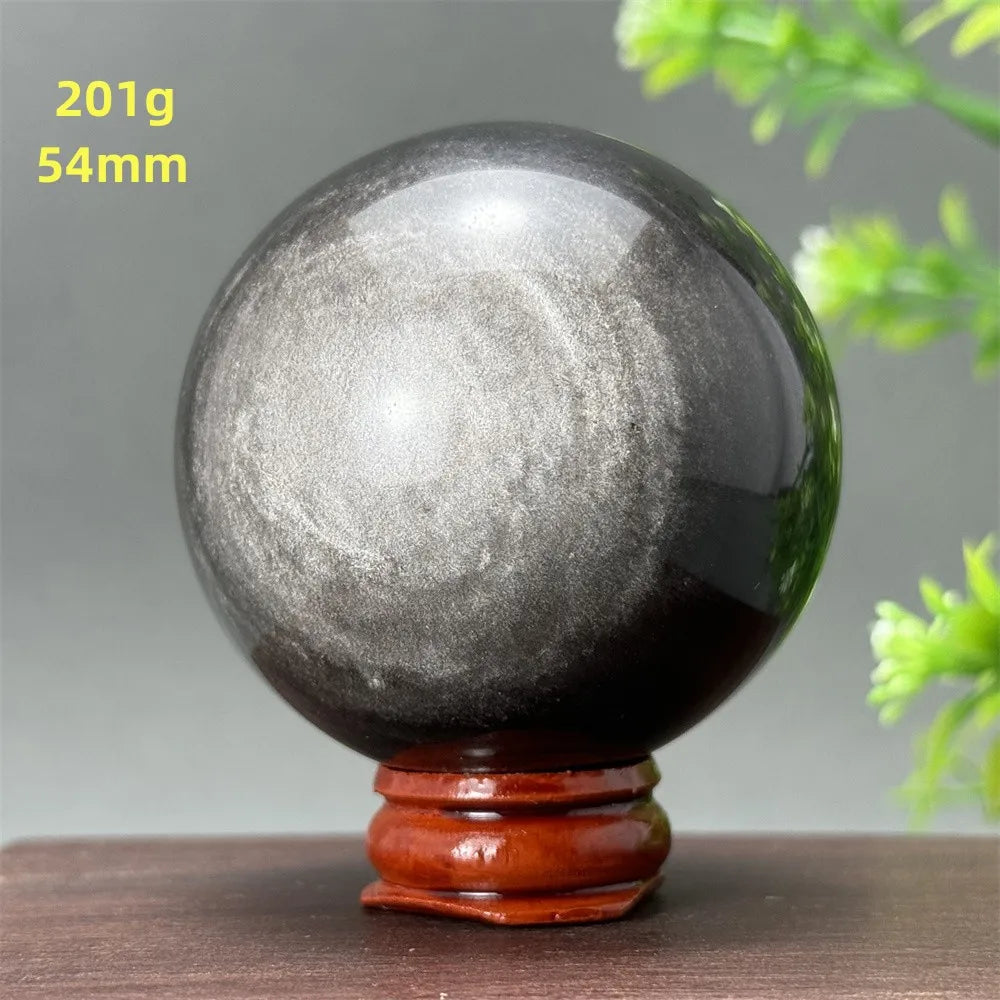Silver Obsidian Crystal Ball My Store