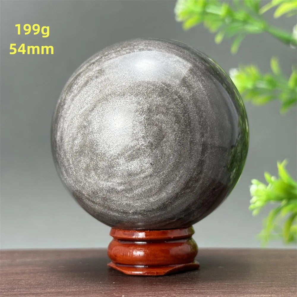 Silver Obsidian Crystal Ball My Store