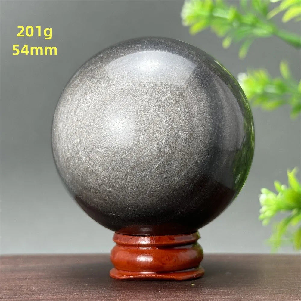 Silver Obsidian Crystal Ball My Store