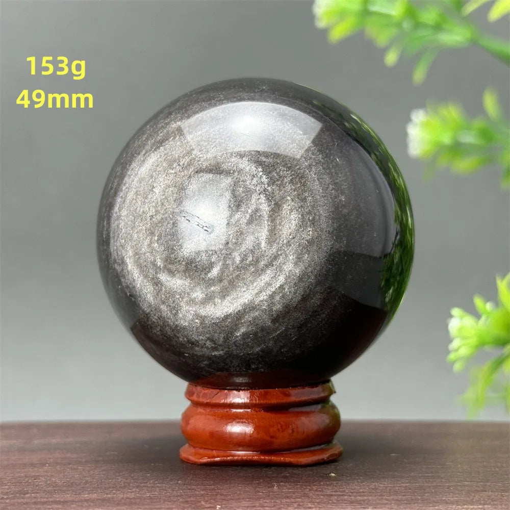 Silver Obsidian Crystal Ball My Store