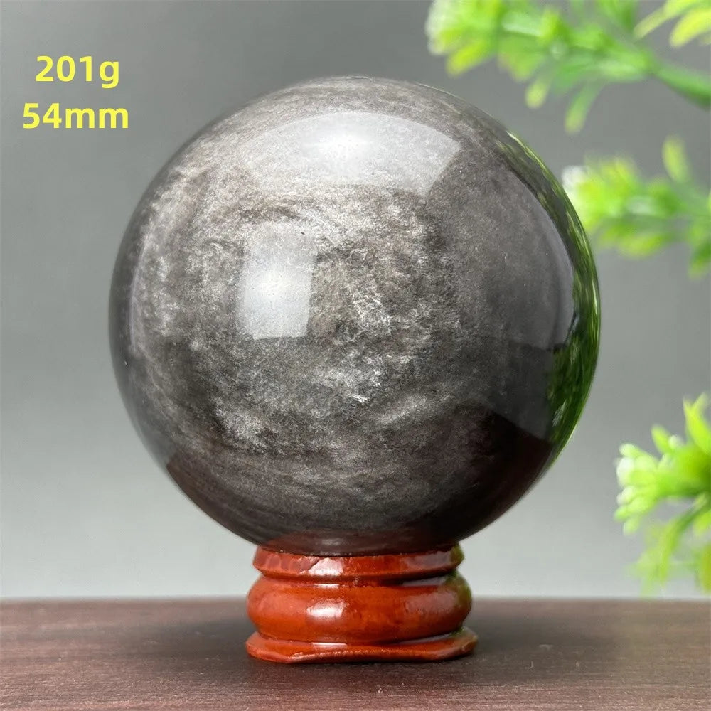 Silver Obsidian Crystal Ball My Store
