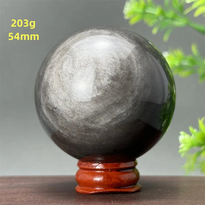 Silver Obsidian Crystal Ball My Store